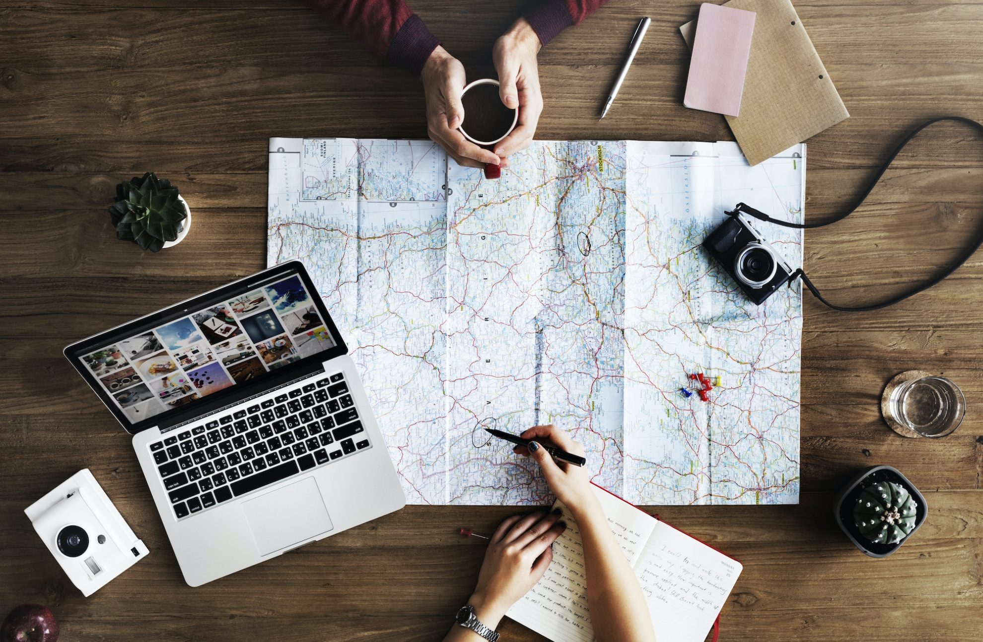 map lying on wooden table